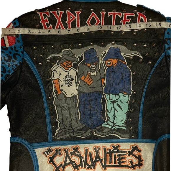 AZALEA WANG Medium STUDDED LEATHER JACKET PUNK MISFITS CASUALTIES EXPLOITED - Picture 13 of 16